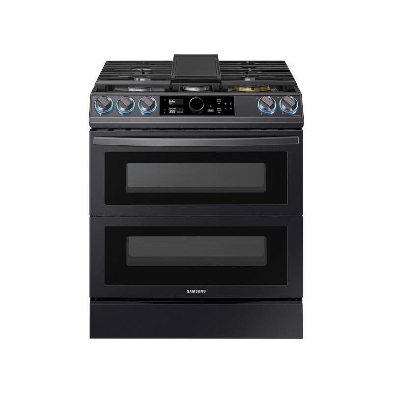 6.3 cu. ft. Flex Duo Front Control Slide-in Dual Fuel Range with Smart Dial, Air Fry, and Wi-Fi in Black Stainless Steel