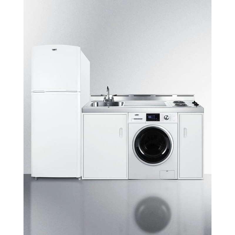 Summit ACKSPWD86 86″ Wide All-In-One Kitchenette With Washer/Dryer Combo