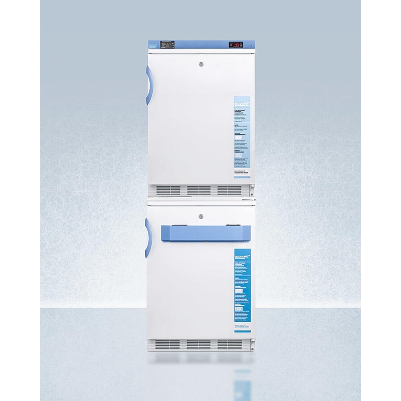 Summit FF7LWVT65MLSTACKMED2 Stacked Combination Of Ff7Lwbimed2 Auto Defrost All-Refrigerator And Vt65Mlbimed2 Manual Defrost -25 C All-Freezer, Both With Locks, Digital Controls, And Nist Calibrated Alarm/Thermometers