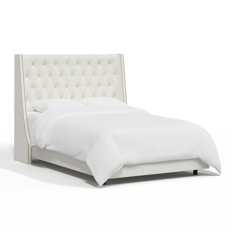 Annabel Upholstered Wingback Bed Kelly Clarkson Home Size: Queen Body Fabric: Zuma White Textured Linen