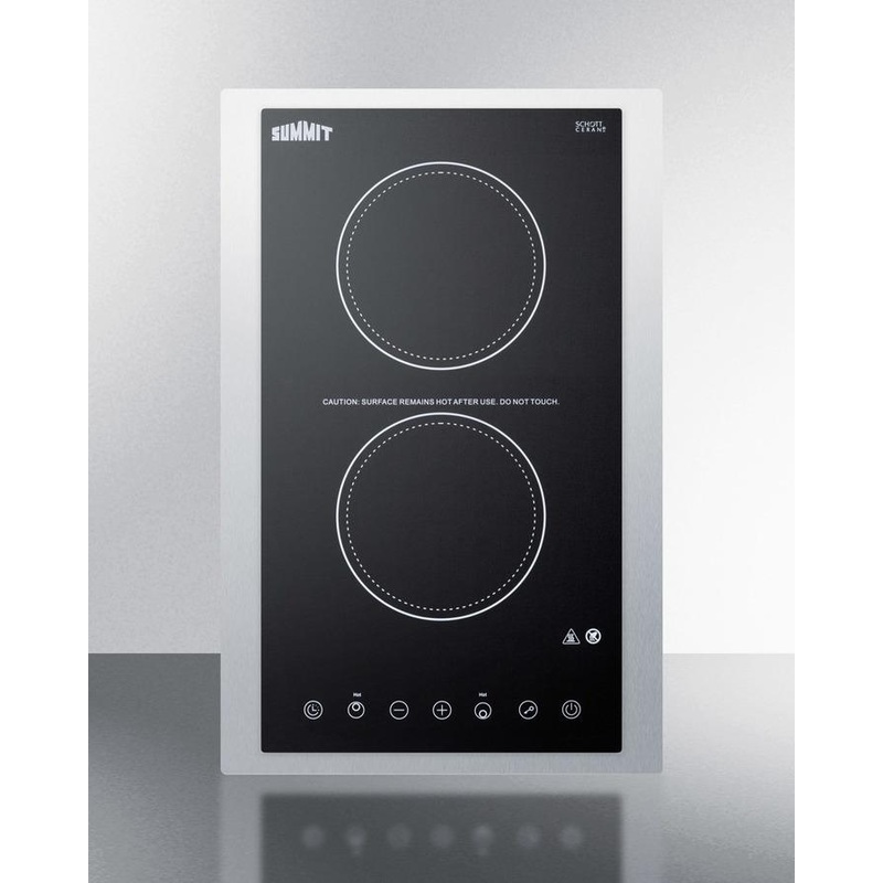 Summit CR2B15T1BTK15 15″ Wide 115v 2-burner Radiant Cooktop