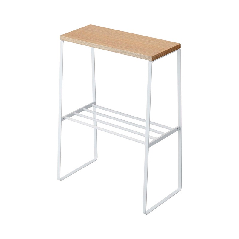 Tosca Yamazaki Home Narrow Living Room End Table, Slim Side Storage Shelf Accent Table, Steel + Wood Yamazaki Home