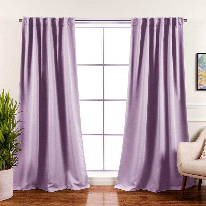Bantam Solid Blackout Thermal Rod Pocket Curtain Panels (Set of 2) Ebern Designs Curtain Color: Lavender Size per Panel: 52″ W x 120″ L