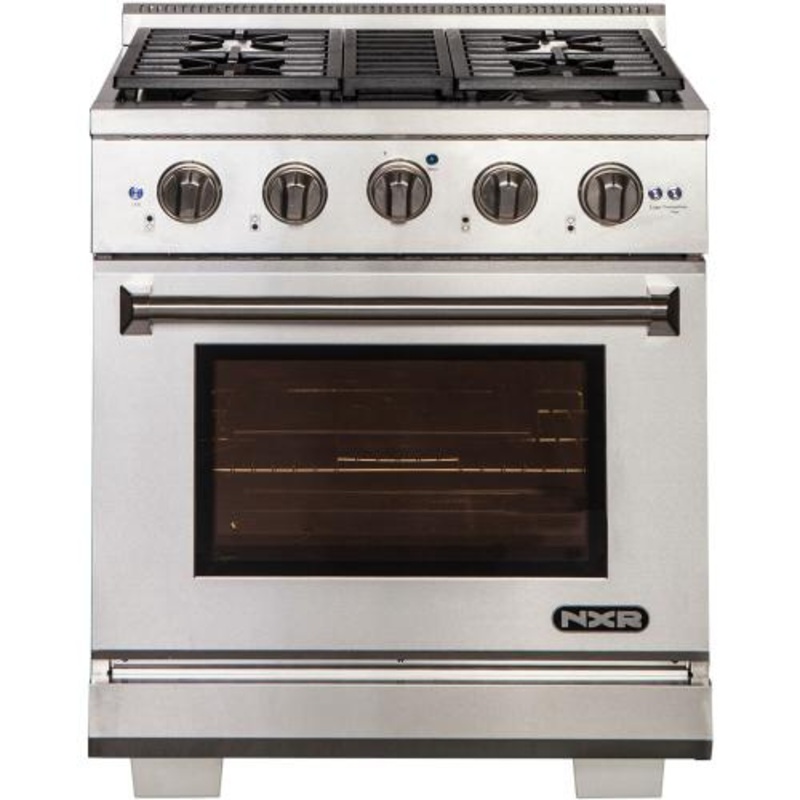 Nxr Ranges AKD3001 30-In. Culinary Series Professional Style Gas And Electric Dual Fuel Range, Stainless Steel