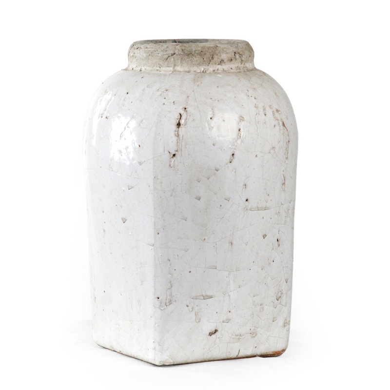 White Indoor / Outdoor Stoneware Table Vase Zentique Size: 11″ H x 7.5″ W x 7.5″ D