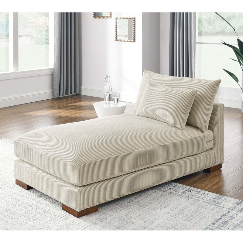 Ayvion Upholstered Chaise Lounge Wade Logan Fabric: Beige Corduroy