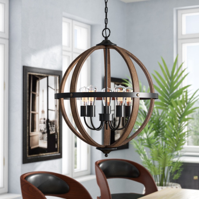 Barreras 5 – Light Unique / Statement Globe Chandelier Three Posts
