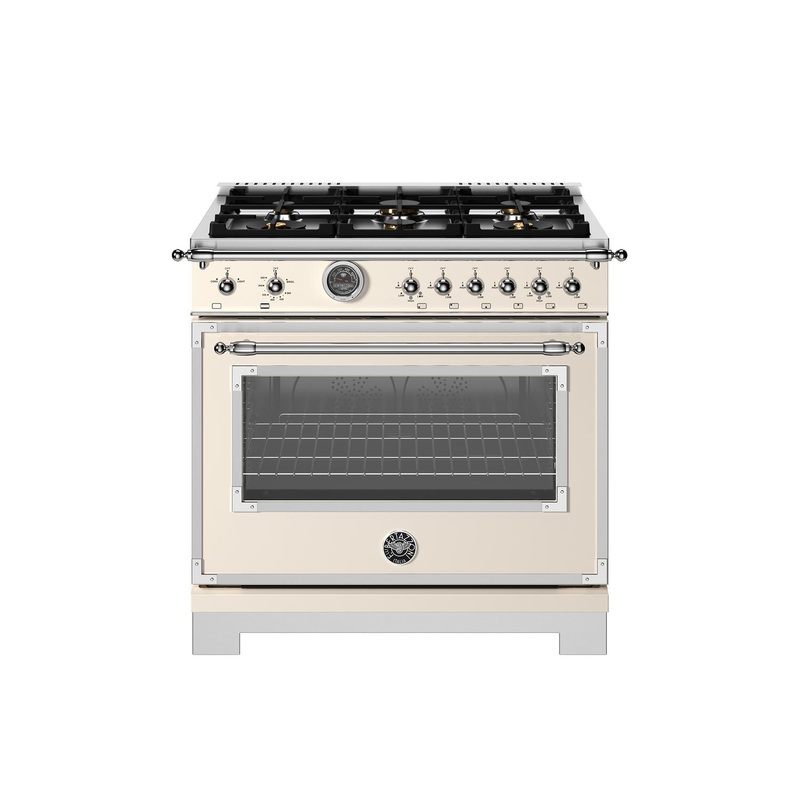 Bertazzoni HER366BCFGMAVT 36 Inch All Gas Range, 6 Brass Burners And Cast Iron Griddle Avorio