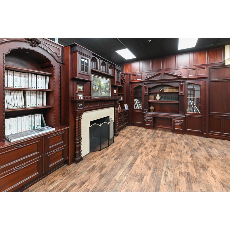 Downsview Traditional Classic Brown Library Display with Fireplace
