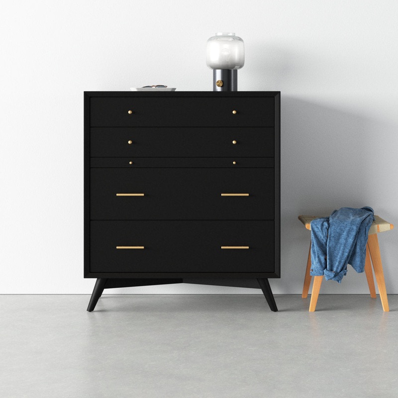 Williams 4 Drawer 38” W Solid Wood Chest AllModern Color (Frame/Drawer): Black