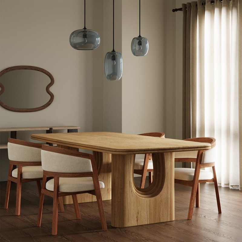 Elegant Inverted Arched Oak Dining Table