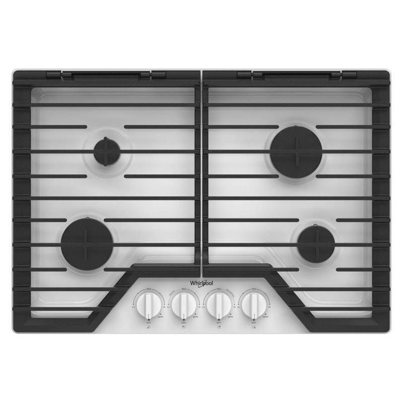 Whirlpool WCGK5030PW 30-Inch Gas Cooktop With Ez-2-Lift Hinged Cast-Iron Grates