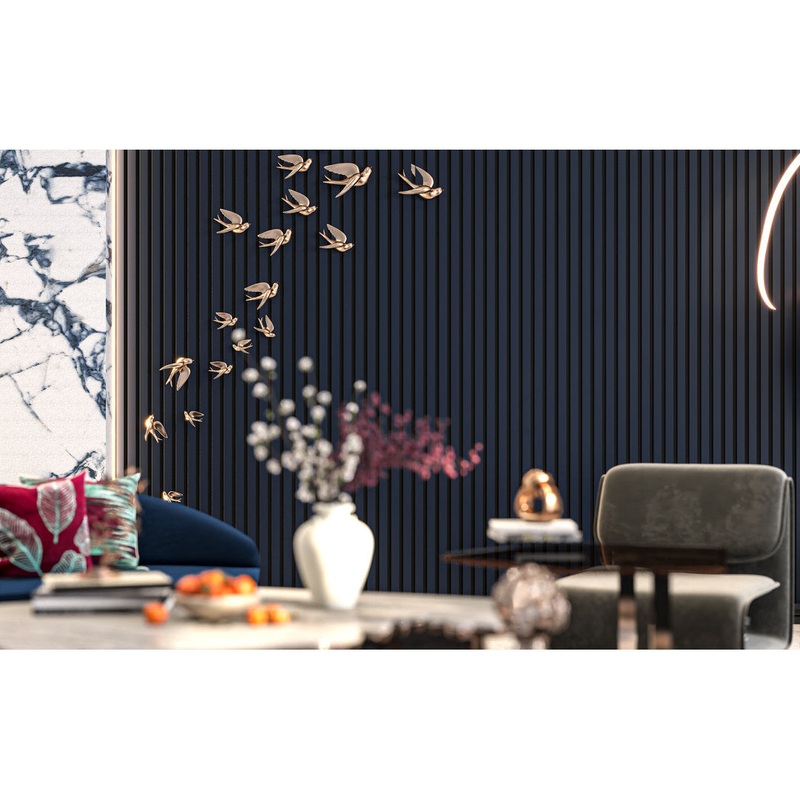 94″ L x 24″ W Acoustic Wood Wall Paneling, Decorative Soundproof Panels for Walls and Ceilings, 3D Slat Wood Wall Panels e-Joy Color: Dark Blue