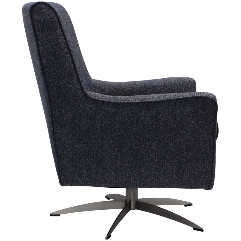 Basilina 26.25″ Wide Swivel Armchair Wade Logan Fabric: Terrace Navy Polyester Blend