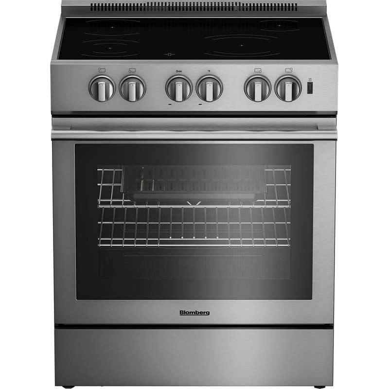Blomberg Appliances BERU30422SS 30in electric stainless range with 5.7 cu ft self clean oven, 4 burner