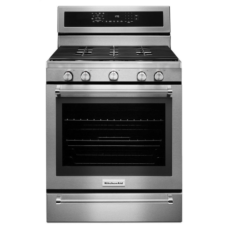 Kitchenaid KFGS530ESS 30-Inch 5 Burner Gas Convection Range With Warming Drawer – Stainless Steel