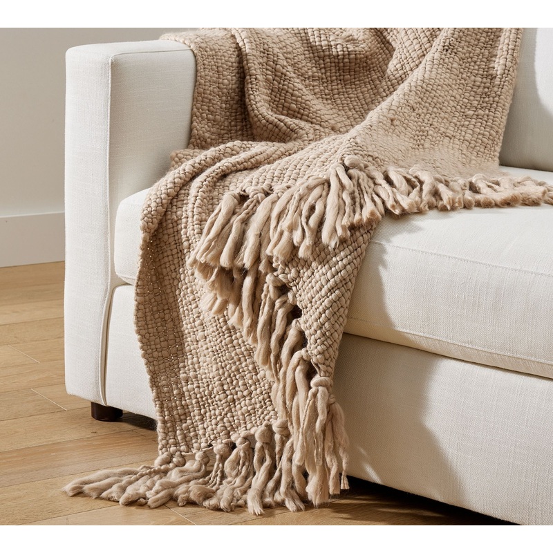Textured Basketweave Knit Throw