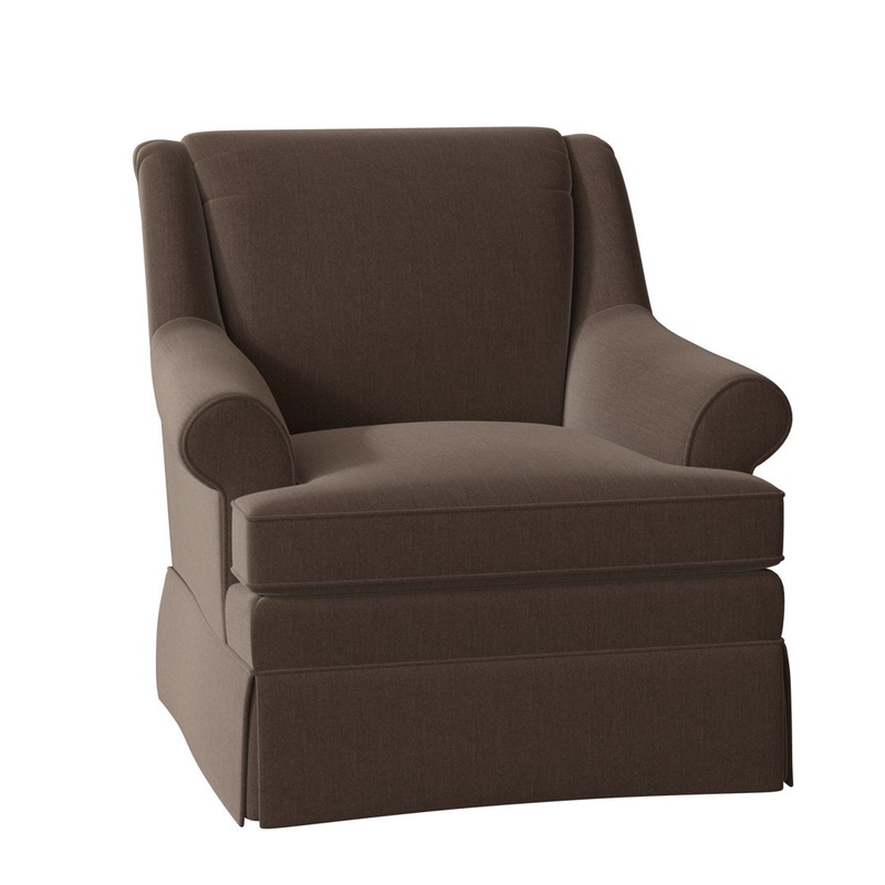 Amrin 35″ Wide Armchair Lark Manor Body Fabric: Peyton 8 Brown Performance Twill, Arm Covers: Yes