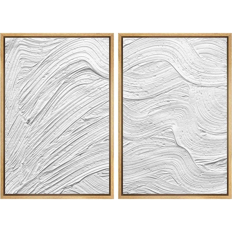 Stroke Waves Abstract Shapes Illustrations Canvas 2 Pieces Painting-36″x48″