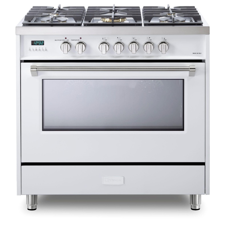 Verona VDFSGE365W Designer 36″ Dual Fuel Single Oven Range – White