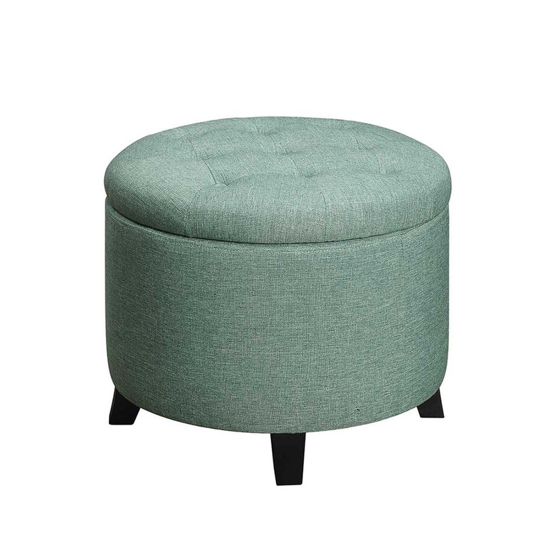 Avers 19.75″ Wide Tufted Round Storage Ottoman Andover Mills Fabric: Green Fabric