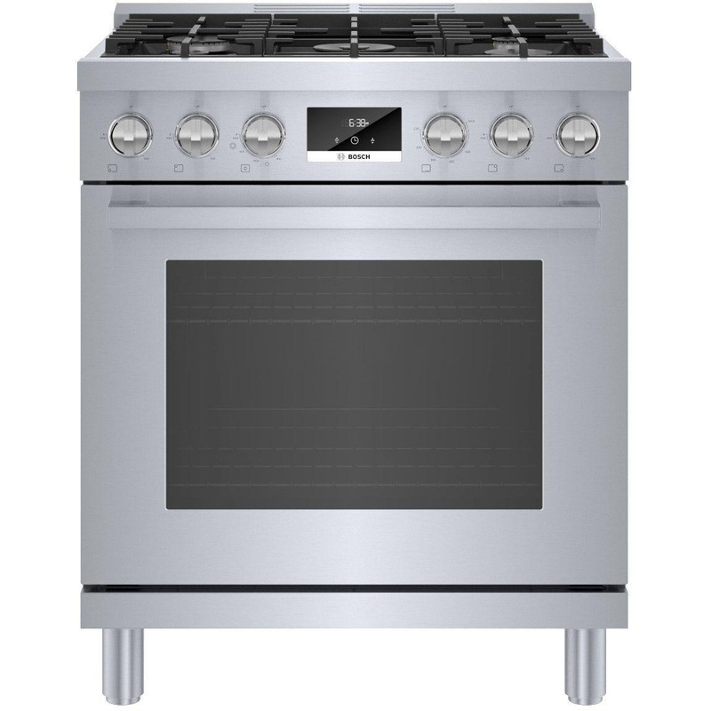 Bosch HDS8055U 800 Series, Dual fuel freestanding range, 30”, Stainless steel