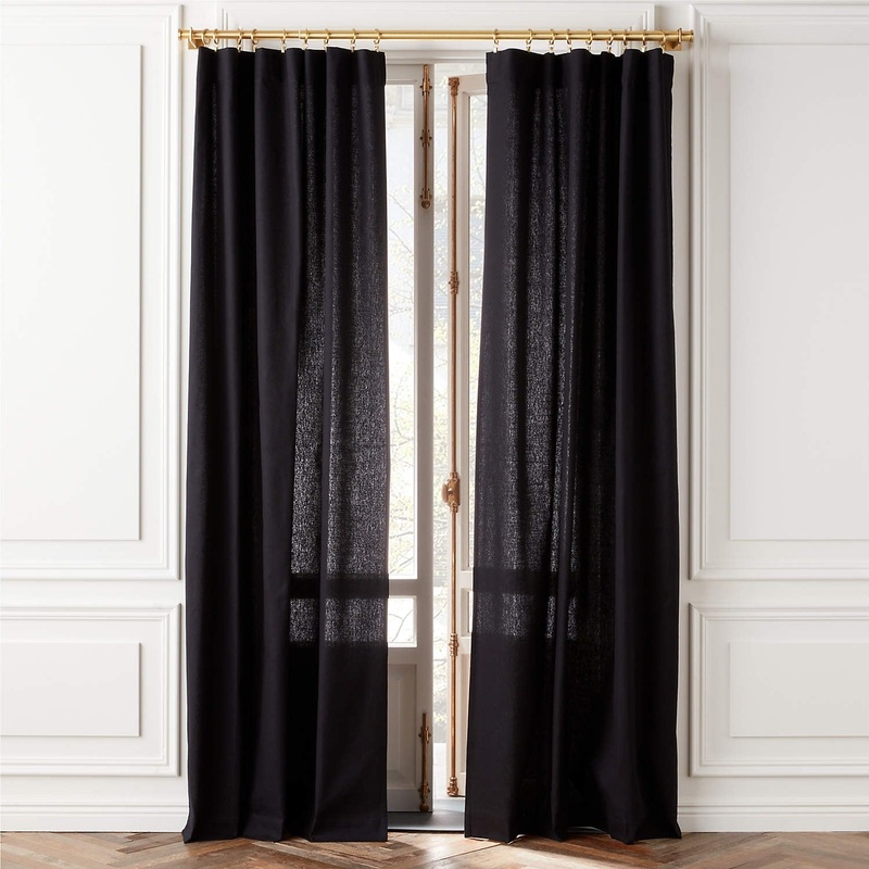 Basketweave Black Cotton Window Curtain Panel – 48″x120″