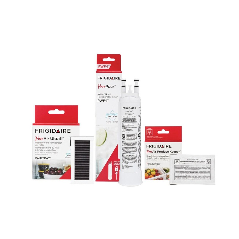 Frigidaire FRIGCOMBO7 FPPWFU01, PAULTRA2, and FRPAPKRF Water and Air Filter Combo Kit with Produce Keeper