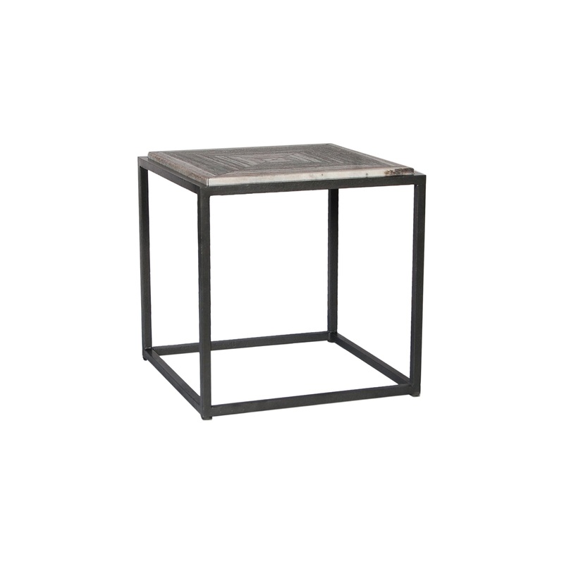 Industrial-Chic Marble Side Table
