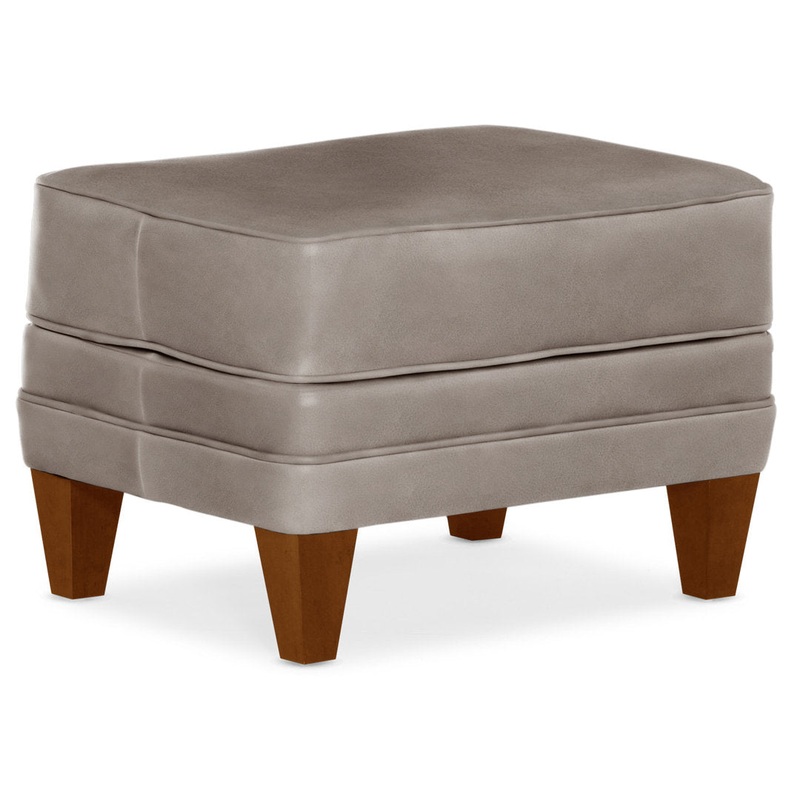 Zion 25″ Wide Genuine Leather Rectangle Standard Ottoman Bradington-Young Leg Color: New Classiques Leather Type: Aline Light Grey Genuine Leather