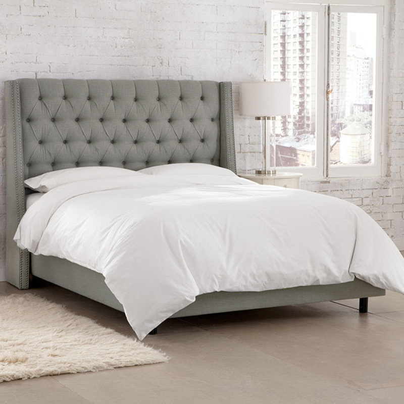 Annabel Upholstered Wingback Bed Kelly Clarkson Home Size: Queen Body Fabric: Classic Gray Linen