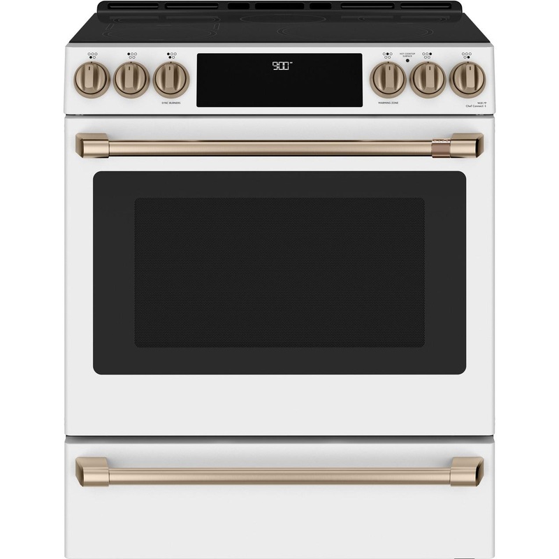 Cafe CHS900P4MW2 CAF(EBACK) 30″ Smart Slide-In, Front-Control, Induction and Convection Range with Warming Drawer