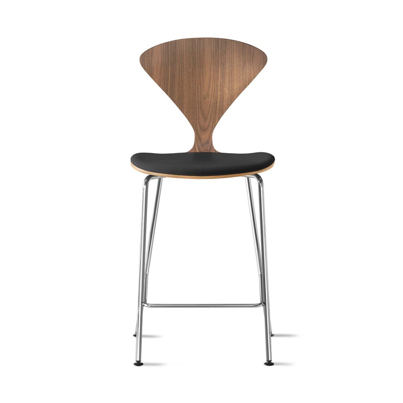 Stool with Chrome Base – Upholstered Seat