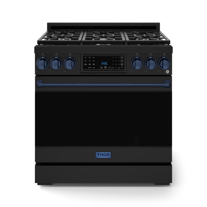 Thor Kitchen RSG36BLPBLU 36 Inch Professional Lp Range With Tilt Panel Touch Control In Stainless Black/Blue Gordon Ramsay Series – Rsg36Blp-Blu