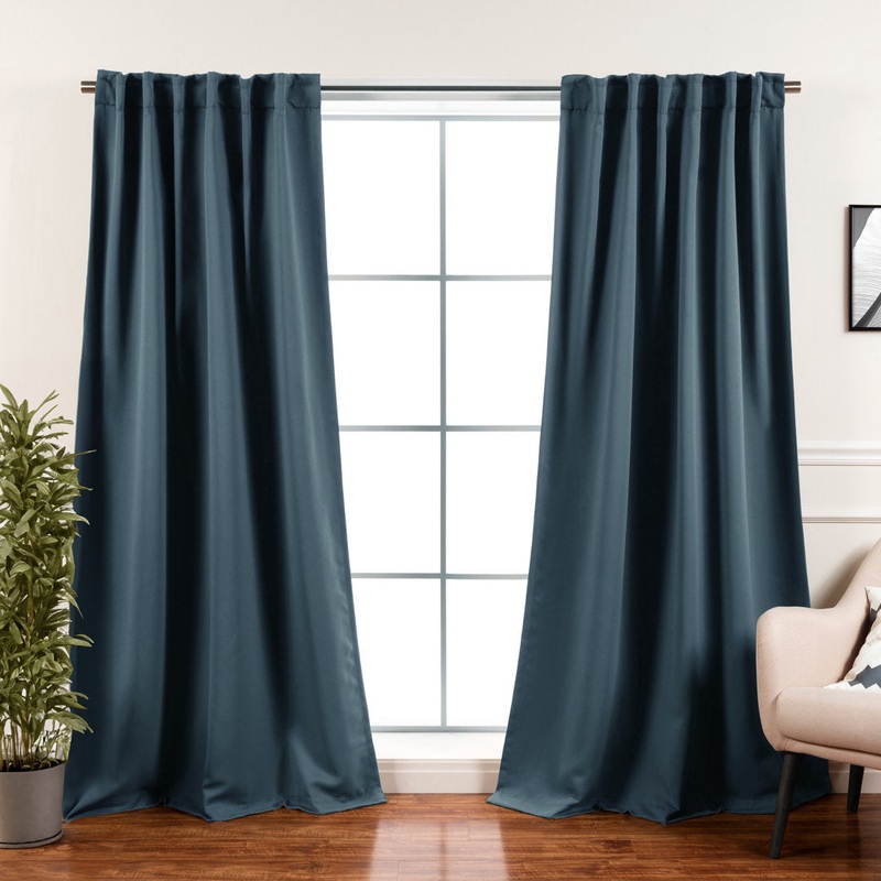 Bantam Solid Blackout Thermal Rod Pocket Curtain Panels (Set of 2) Ebern Designs Curtain Color: Spruce Size per Panel: 52″ W x 96″ L