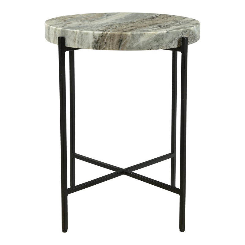 Elegant Marble Side Table on Iron Base