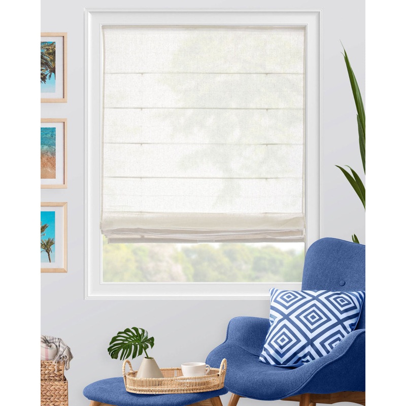 Semi-Sheer White Roman Shade Dakota Fields Blind Size: 23″ W x 64″ L