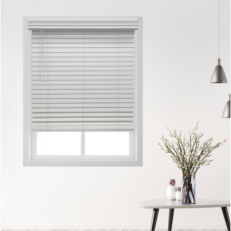 2.5 ” Room Darkening Cordless Faux Wood Blind Symple Stuff Color/Finish: White Length: 48″, Width: 46.5″