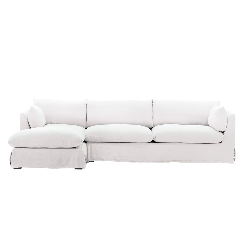 Serene Retreat 2-Piece Chaise Sectional Slipcover – Fresh Linen White