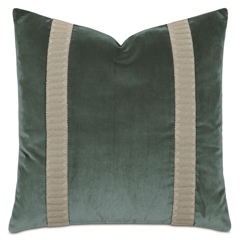 Uma Metallic Border Decorative Pillow in Pine Eastern Accents