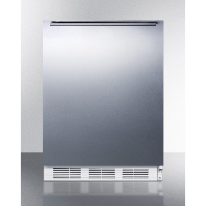 Summit AL650BISSHH Built-In Undercounter Ada Compliant Refrigerator-Freezer For General Purpose Use, W/Dual Evaporator Cooling, Ss Door, Horizontal Handle, White Cabinet