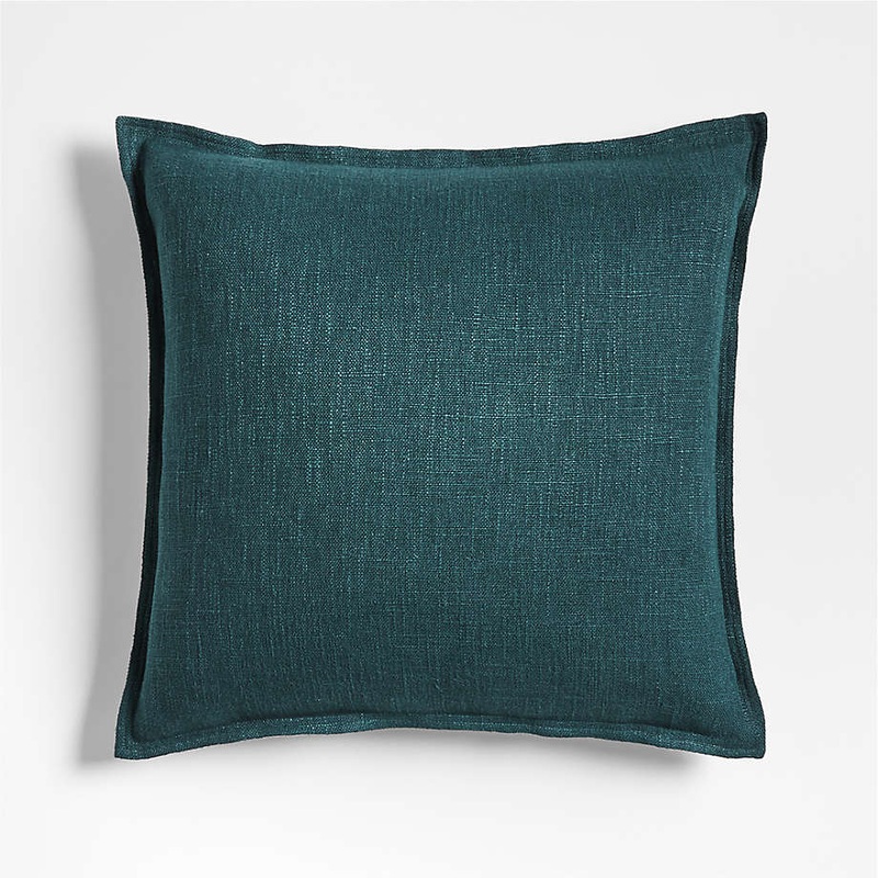 Sea Green Organic Laundered Linen Throw Pillow Cover