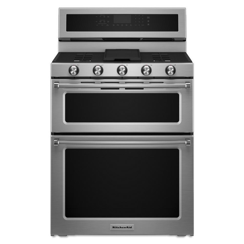Kitchenaid KFGD500ESS 30-Inch 5 Burner Gas Double Oven Convection Range