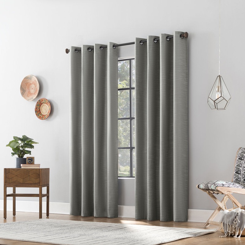 Attiya Textured Linen Blend Blackout Grommet Curtain Panel Wade Logan Curtain Color: Gray Size per Panel: 50″ W x 84″ L