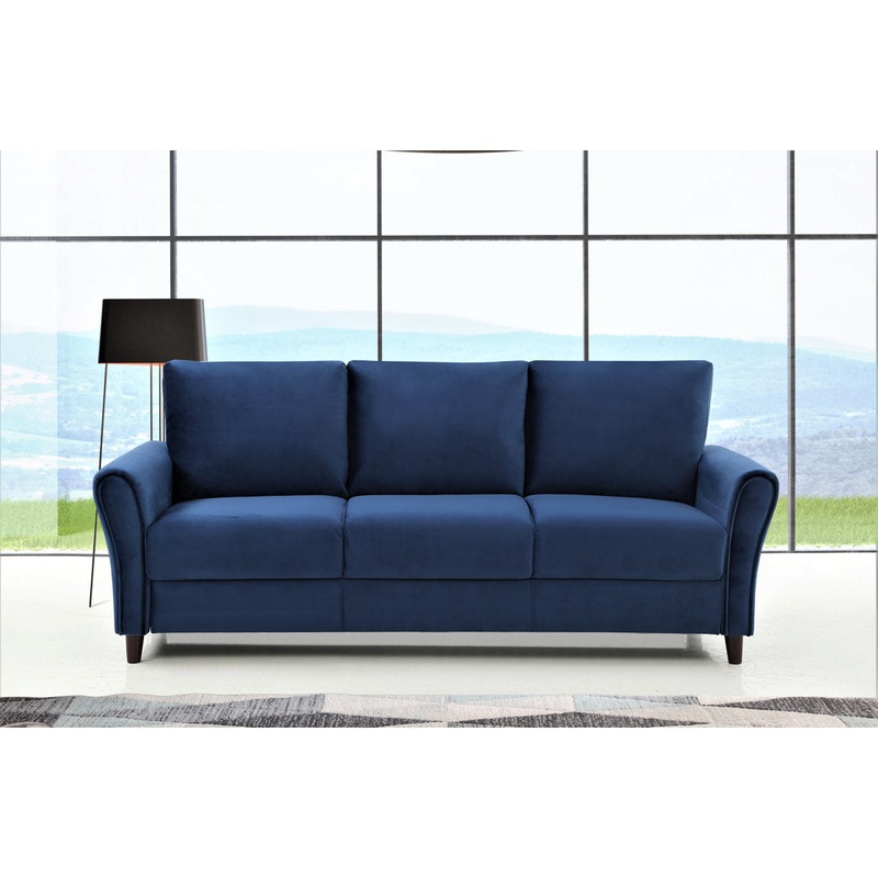 William Street Flared Arm Sofa House of Hampton Size: 33.46″ x 80.31″ x 30.32″ Fabric: Blue