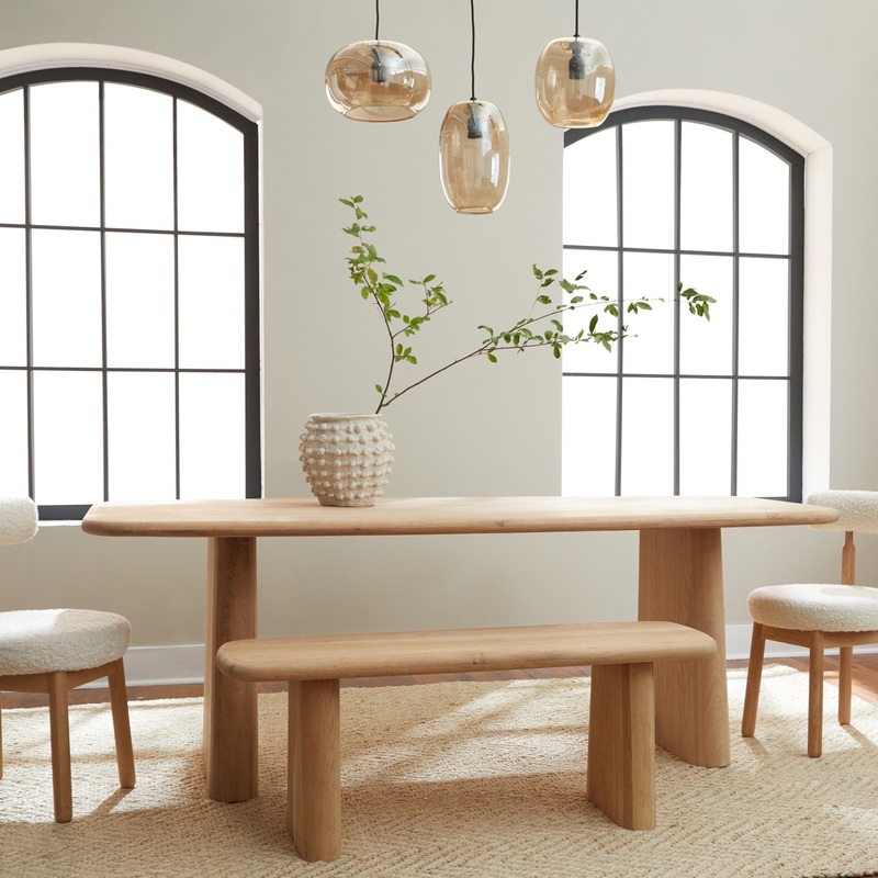 Eco-Charm Oak Dining Table – Graceful Contours