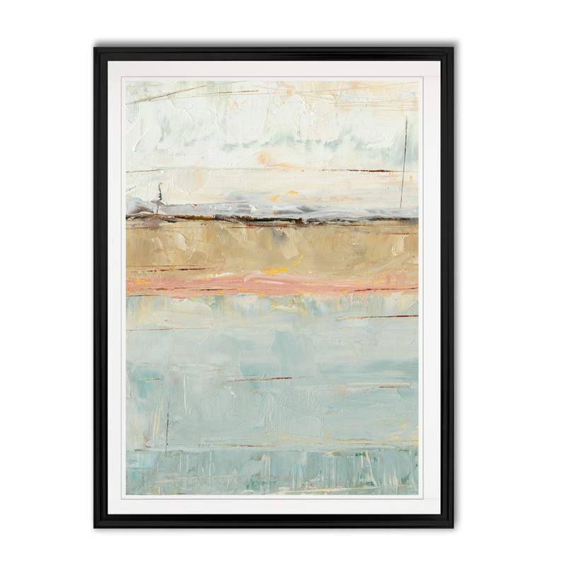 ‘Pastel Horizon I’ – Painting Print on Canvas Beachcrest Home Size: 30.5″ H x 42.5″ W x 1.5″ D Format: Black Framed