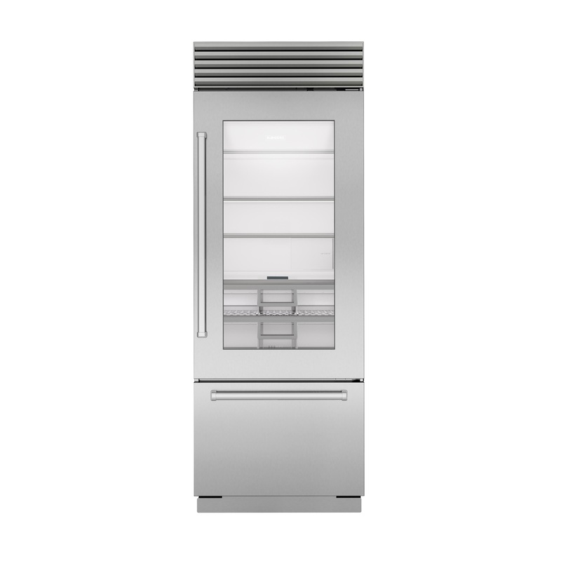 Sub-Zero CL3050UGSPL 30″ Classic Over-And-Under Refrigerator/Freezer With Glass Door