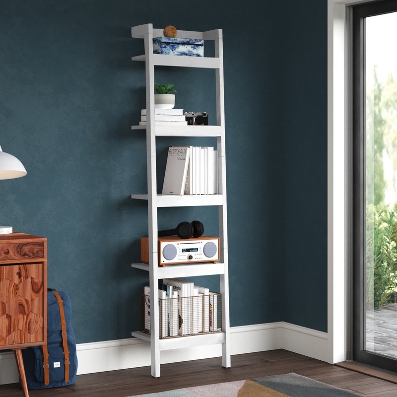 Alexzander 72.44” H x 18.11” W Solid Wood Ladder Bookcase Mercury Row Color: White Size: 72.44” H x 18.11” W