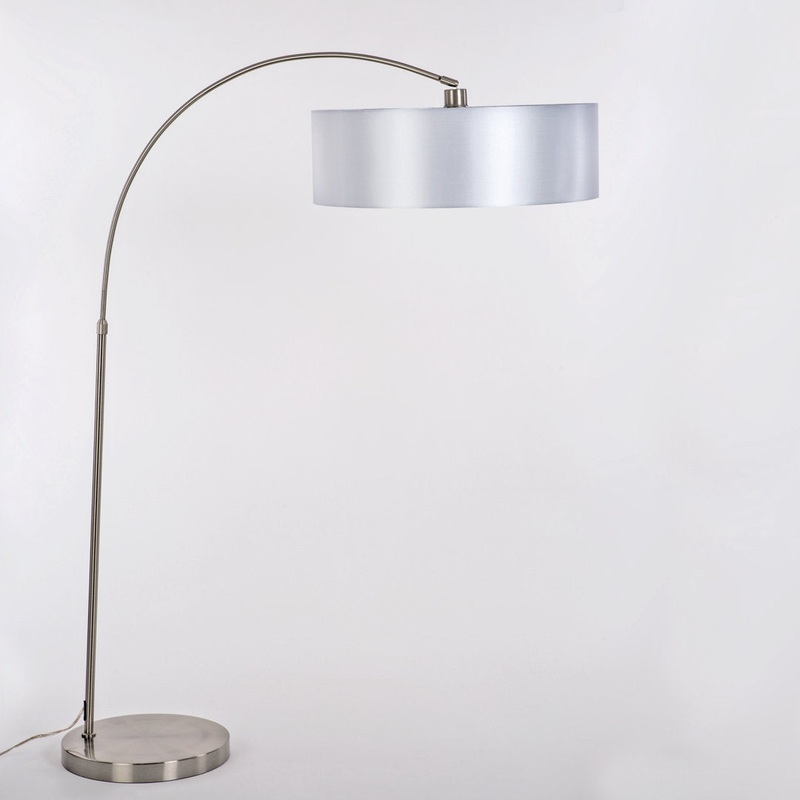 Telles 67″ Arched Floor Lamp Brayden Studio Shade Color: Pristine White Base Finish: Satin Steel